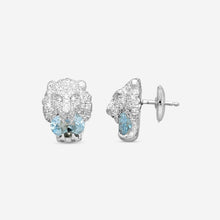 Load image into Gallery viewer, Gucci Lion Head 18K White Gold Aquamarine and Diamond Earrings MSRP $9,240 YBD60986800200U
