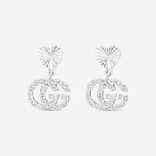 Load image into Gallery viewer, Gucci 18K White Gold with Diamonds Double G Heart Earrings YBD648602001 MSRP $2,860
