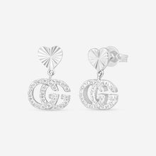 Load image into Gallery viewer, Gucci 18K White Gold with Diamonds Double G Heart Earrings YBD648602001 MSRP $2,860
