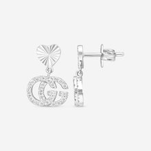 Load image into Gallery viewer, Gucci 18K White Gold with Diamonds Double G Heart Earrings YBD648602001 MSRP $2,860

