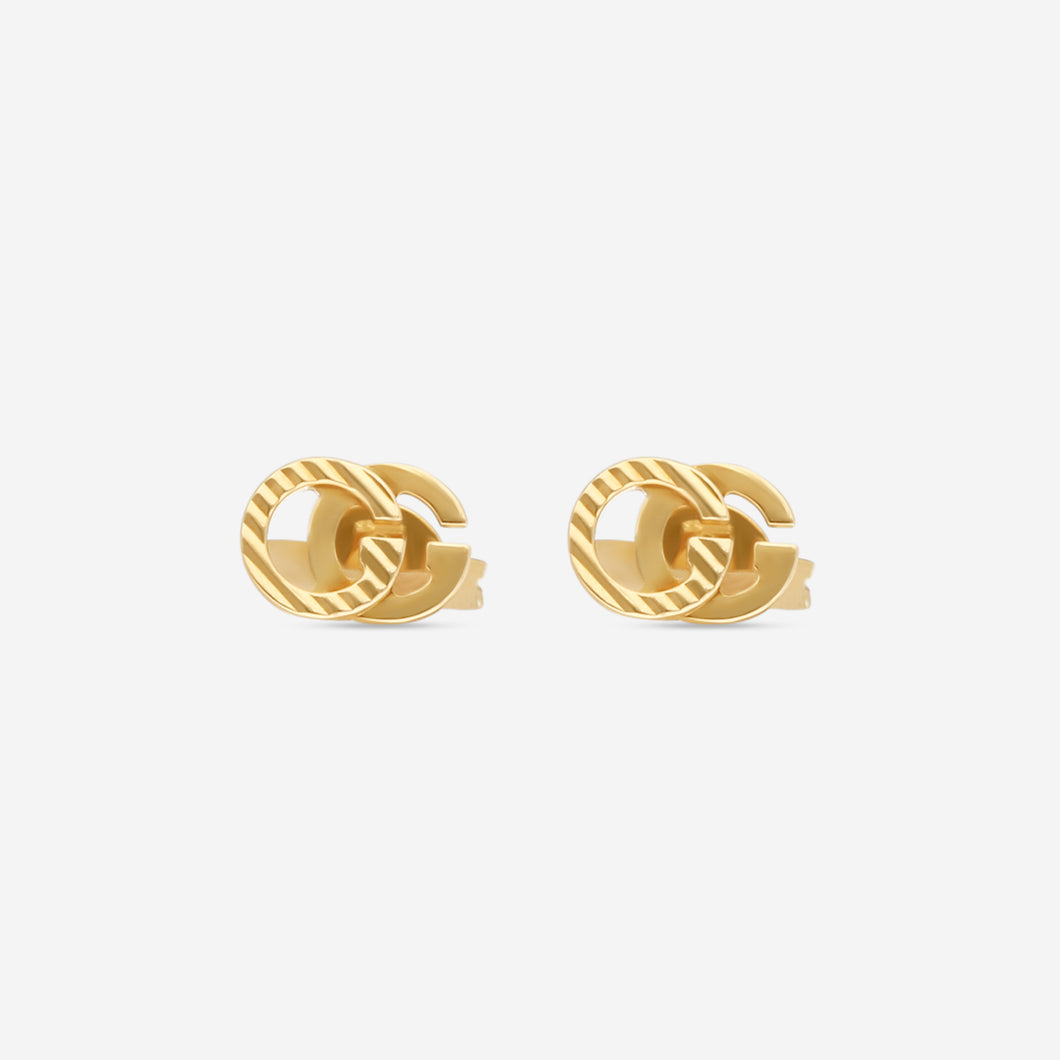 Gucci Double G Motif 18K Yellow Gold Stud Earrings YBD652219001 MSRP $800