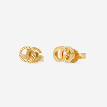 Load image into Gallery viewer, Gucci Double G Motif 18K Yellow Gold Stud Earrings YBD652219001 MSRP $800
