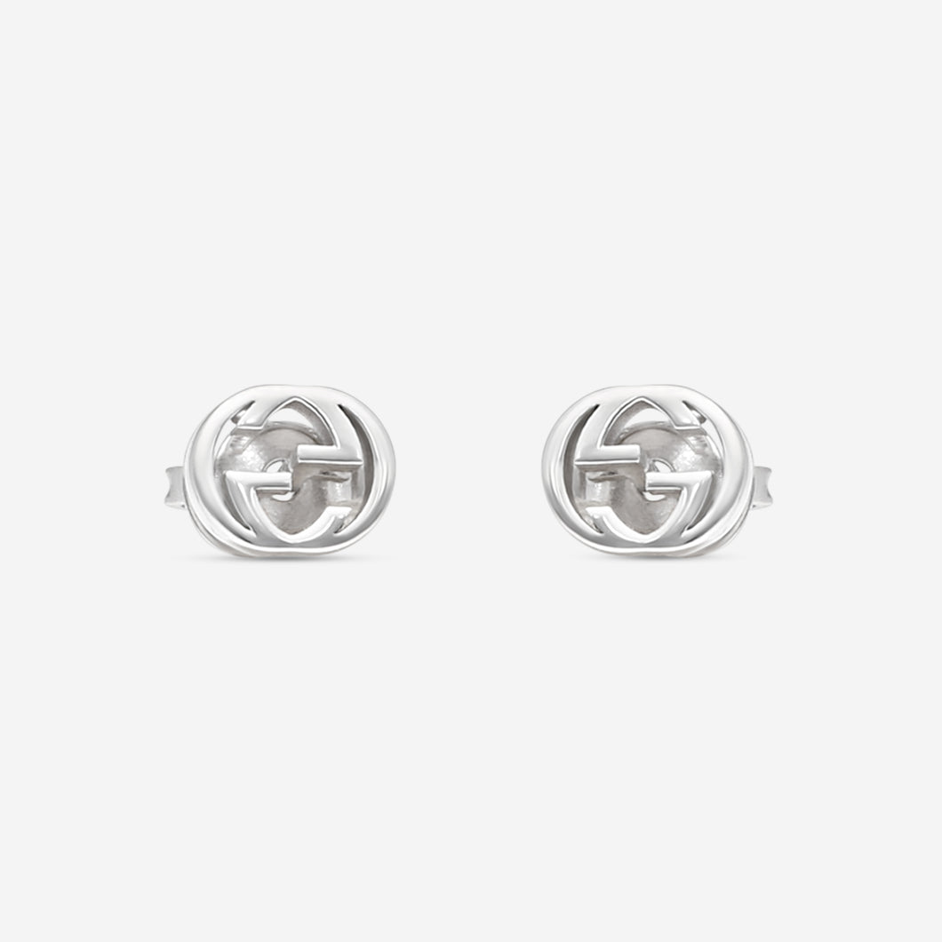 GUCCI Interlocking G Motif in 18kt White Gold Earrings YBD662111002 MSRP $850