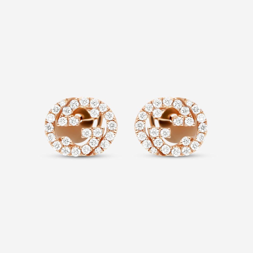 Gucci 18K Rose Gold & Diamond Stud Earrings YBD729408001 MSRP $3,400