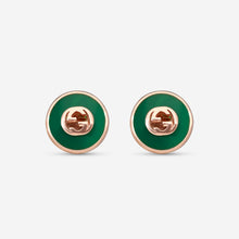 Load image into Gallery viewer, Gucci 18K Yellow Gold and Onyx Stud Earrings 12mm YBD786554002 MSRP $2,200
