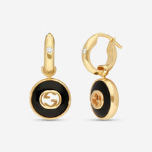 Load image into Gallery viewer, Gucci 18K Yellow Gold Onyx and Diamond Earrings YBD786563001 MSRP $2,950
