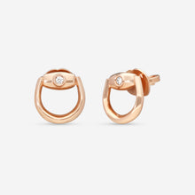 Load image into Gallery viewer, Gucci Horsebit 18K Rose Gold and Diamond Small Stud Earrings YBD796166001 MSRP $1,650
