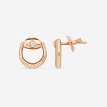 Load image into Gallery viewer, Gucci Horsebit 18K Rose Gold and Diamond Small Stud Earrings YBD796166001 MSRP $1,650
