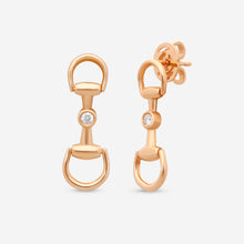 Load image into Gallery viewer, Gucci Horsebit 18K Rose Gold and Diamond Drop Earrings MSRP $1,980 YBD79616700100U

