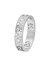 Load image into Gallery viewer, Gucci Icon 18K White Gold &amp; Diamond Band Ring YBC7294150020 MSRP $5,200
