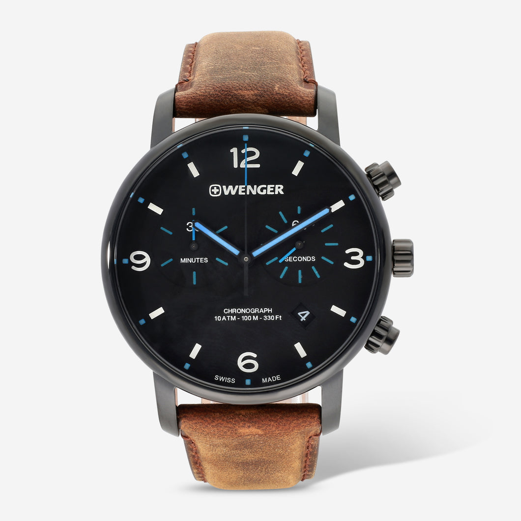 Wenger Swiss Army Men's 01.1743.112 Urban Metropolitan Chronograph Black Dial Watch 44 mm MSRP $330