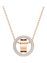 Load image into Gallery viewer, Swarovski 5374131 Dextera White &amp; Rose Gold Finish Pendant Pavé MSRP $169
