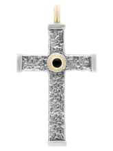 Load image into Gallery viewer, Konstantino 18K, Silver &amp; Onyx Hammered Cross Pendant &amp; Chain STKJ163-130-120 MSRP $1180
