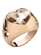 Load image into Gallery viewer, Baccarat 2812869 Gold Crystal Etoile de Mon Coeur Heart And Star Statement Ring Size 6.25 MSRP $480
