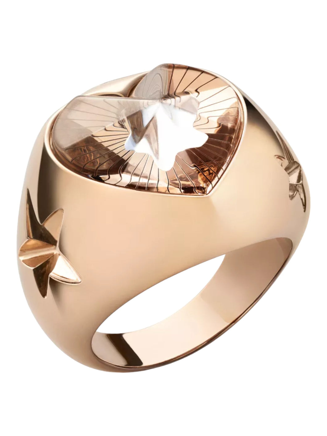 Baccarat 2812869 Gold Crystal Etoile de Mon Coeur Heart And Star Statement Ring Size 6.25 MSRP $480