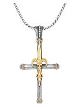 Load image into Gallery viewer, Konstantino Silver and 18K Gold Cross Pendant &amp; Chain STKJ357-130 MSRP $1240
