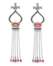 Load image into Gallery viewer, Konstantino Dome Sterling Silver 18K Gold Corundum Tassle Earrings SKKJ705-538 MSRP $1100
