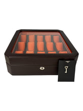 Load image into Gallery viewer, Wolf 458506 Windsor 15 Piece Watch Box in Brown &amp; Orange MSRP $405
