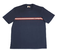 Load image into Gallery viewer, Bally 6233735 Men&#39;s Navy Blue 100% Cotton Striped Logo T-Shirt MSRP $300
