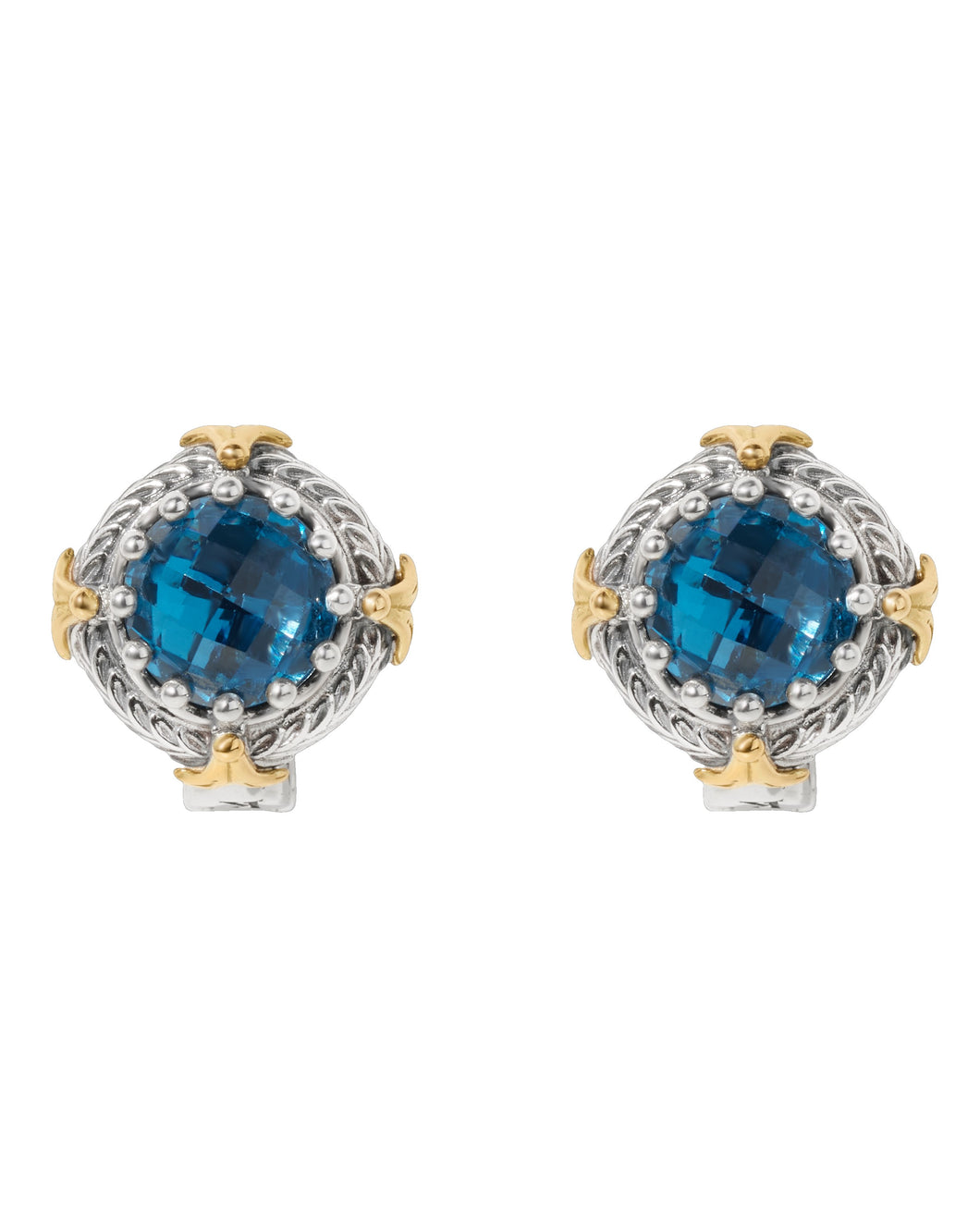 Konstantino Anthos Sterling Silver & 18K Yellow Gold Blue Spinel Earrings SKMK3218-478 MSRP $550