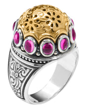 Load image into Gallery viewer, Konstantino Dome Sterling Silver 18k Gold &amp; Corundum Ring DKJ977-538 S6 MSRP $1230
