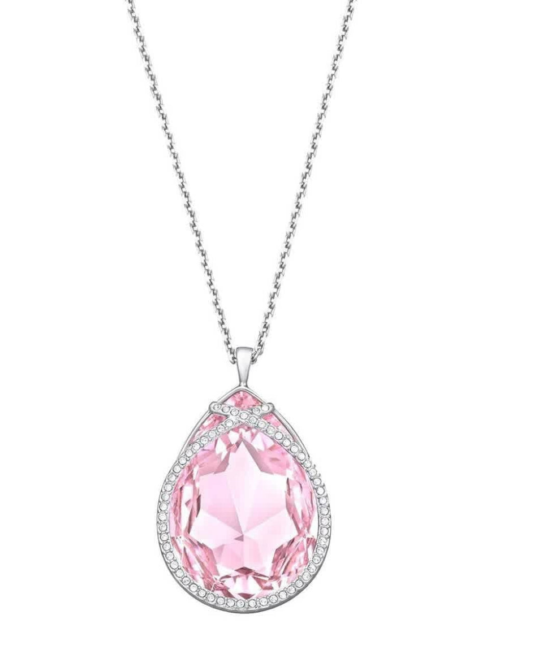 Swarovski 5344609 Ladies Rhodium Plated & Pink Crystal Pendant Necklace $149