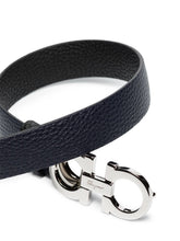 Load image into Gallery viewer, Salvatore Ferragamo 674261 Double Gancini Thin Black/Blue Belt Size 100 MSRP $490
