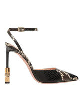 Load image into Gallery viewer, Bally Tatjana 6304440 Ladies Multiblack Snakeskin Leather 105mm Pumps MSRP $1200
