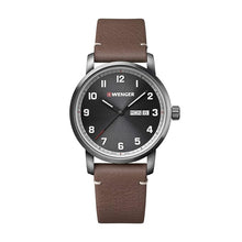 Load image into Gallery viewer, Wenger Swiss Army 01.1541.122 Attitude Grey Dial Brown Leather Strap Watch 42mm
