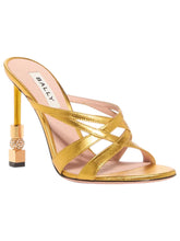 Load image into Gallery viewer, Bally Carolyn 6304041 Gold Strappy Slip On Leahter Sandals MSRP $1200
