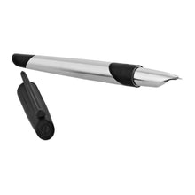 Load image into Gallery viewer, S T DUPONT DP400004 Défi Millenium Brushed Chrome &amp; Matt Black Fountain Pen MSRP $450
