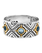 Load image into Gallery viewer, Konstantino Dome Sterling Silver 18k Gold and Blue Spinel Ring DKJ974-478 S7 MSRP $520
