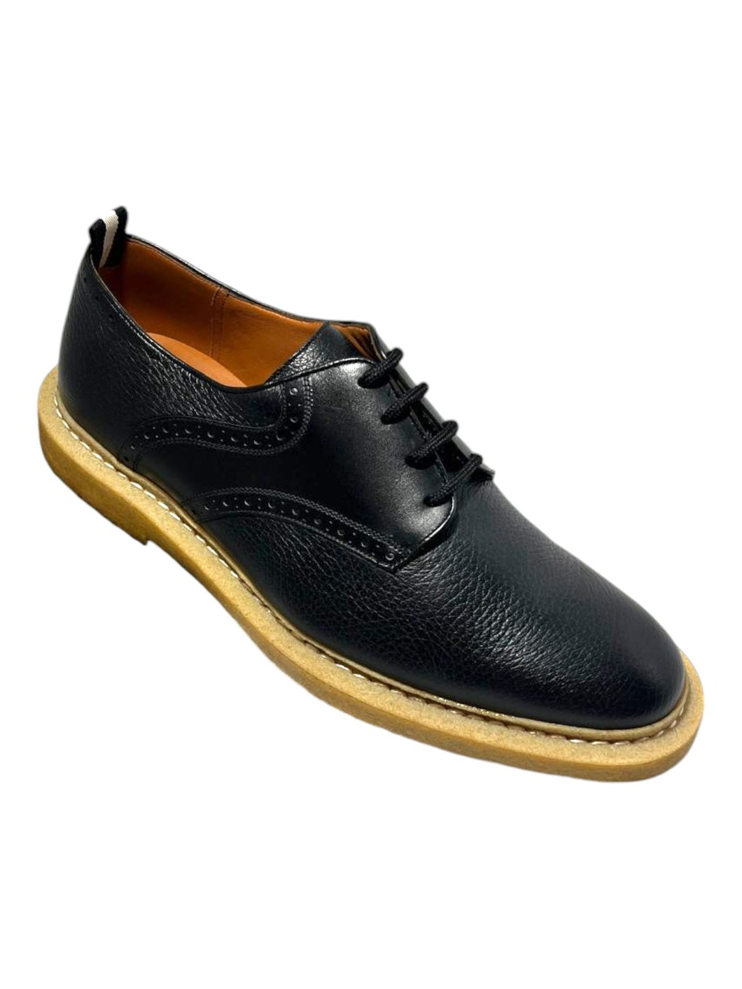 Bally Nek 6222929 Men's Black Perforated Deer Grained Leather MSRP $780