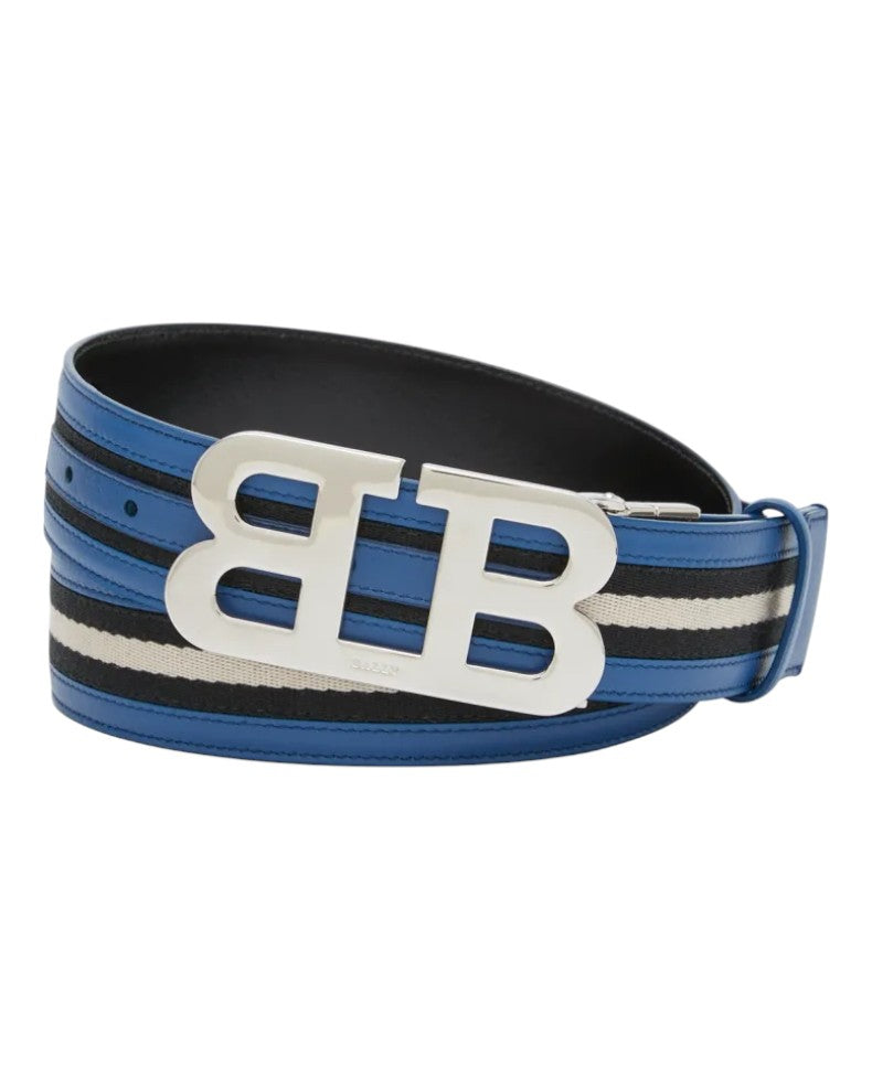 Bally 6303778 Mirror B Reversible Leather Striped/Blue Belt EU 110/US 44 MSRP $450