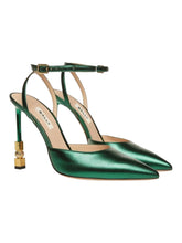 Load image into Gallery viewer, Bally Tatjana 6304387 Ladies Deep Emerald Leather 105mm Pumps MSRP $1200
