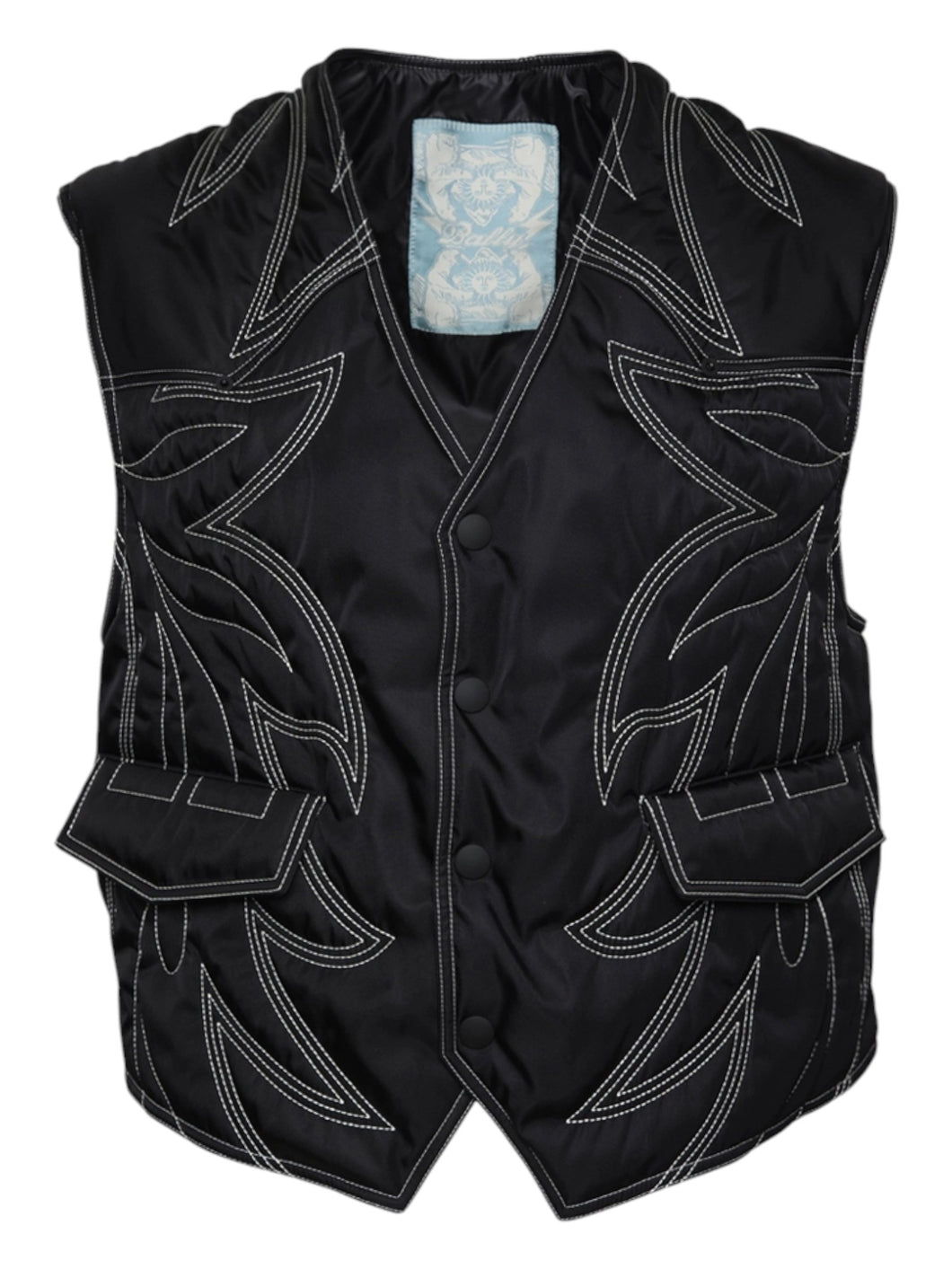 Bally 6302878 Men's Black Western Embroidered Padded Vest MSRP $1455