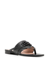 Load image into Gallery viewer, Bally Elia 6302988 Ladies Black Calf Leather Flats Sandals MSRP $552
