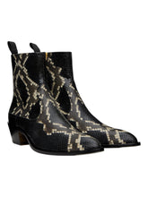 Load image into Gallery viewer, Bally Gaiman 6304139 Men&#39;s Multiblack Snake Embossed Leather Boots MSRP $1100
