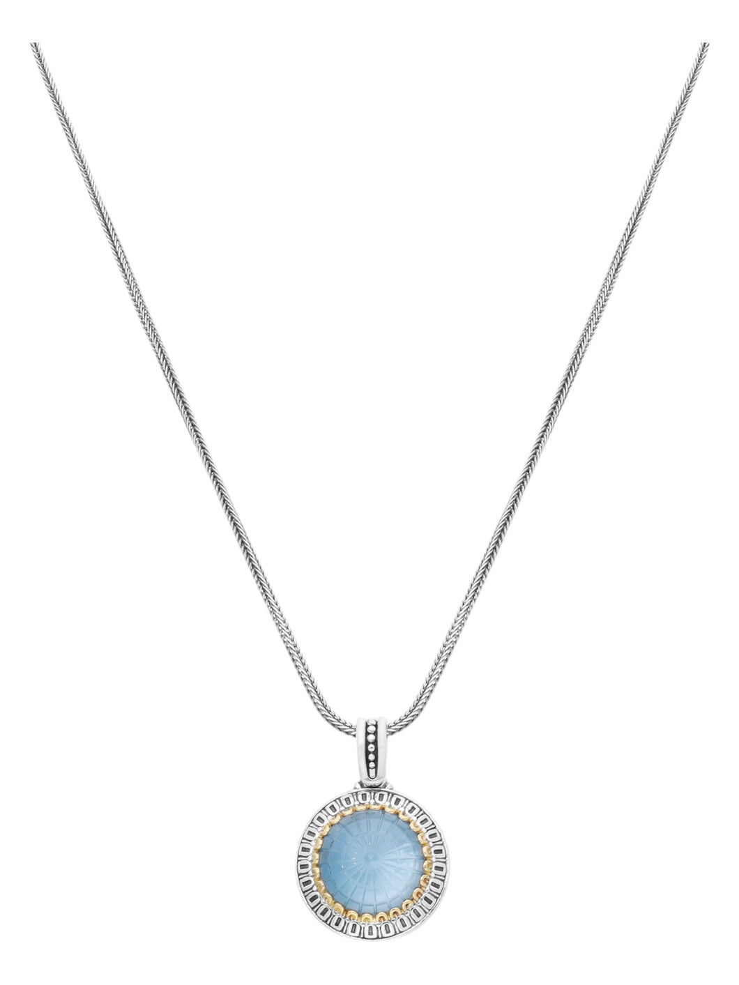 Konstantino Dome Silver 18k Blue Spinel MOP Pendant & Chain MEKJ732-628 MSRP $830
