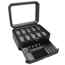Load image into Gallery viewer, Wolf 4586029 Windsor 10 Piece Watch Box with Drawer in Black &amp; Grey MSRP $369
