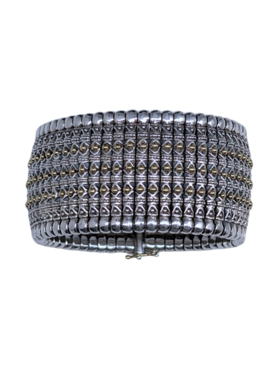 Konstantino Hera Wide Silver and Gold Cuff Bracelet BKJ27-130 MSRP $5400