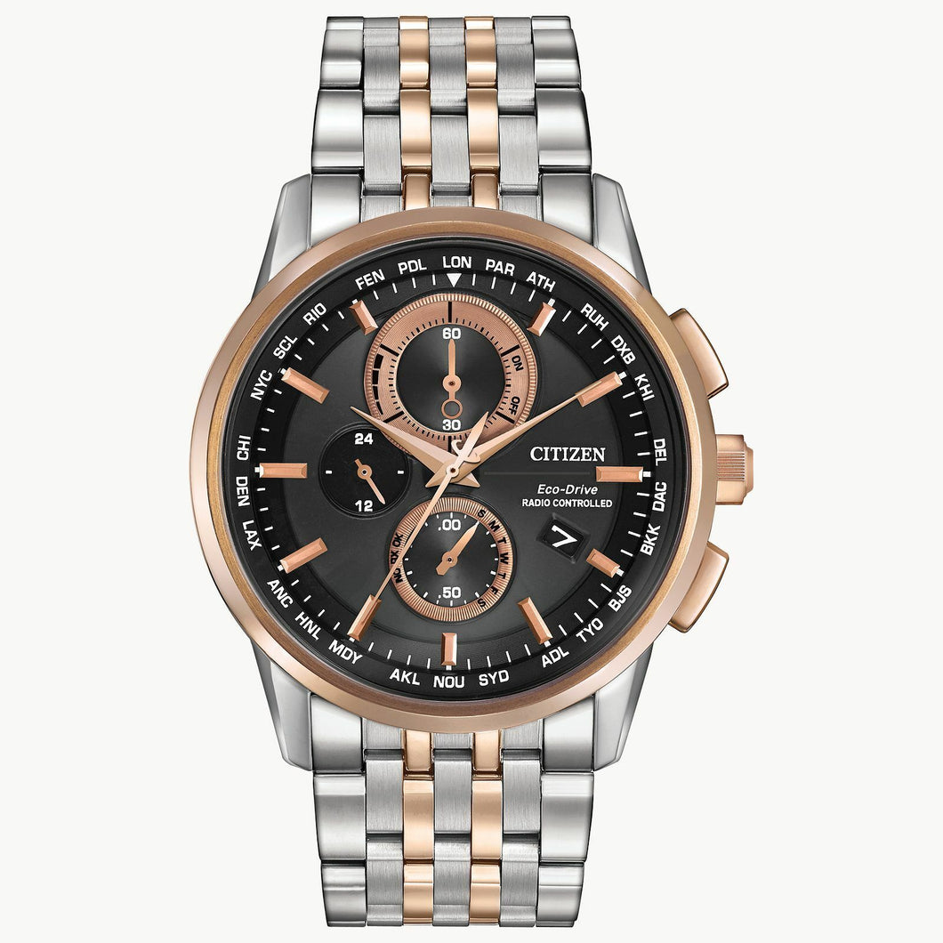 NEW Citizen Eco-Drive World Chronograph Mens ATOMIC Watch AT8116-57E MSRP $675