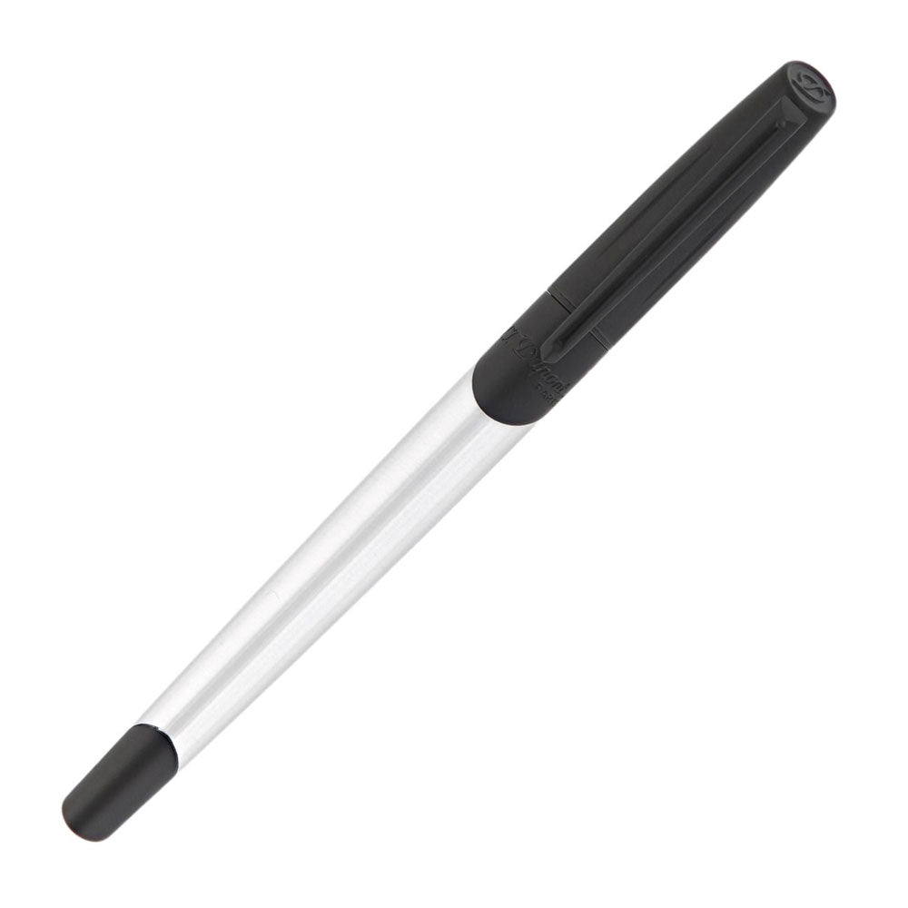 S T DUPONT DP400004 Défi Millenium Brushed Chrome & Matt Black Fountain Pen MSRP $450