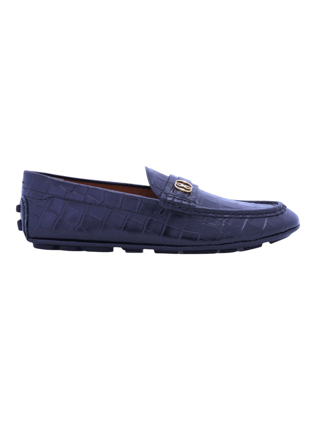 Bally Keeper 6305314 Men's Midnight Croc-Embossed Kerbs Drivers MSRP $690