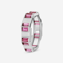 Load image into Gallery viewer, Gucci Link to Love 18K White Gold and Rubellite Ring YBC702414001 MSRP $3,960
