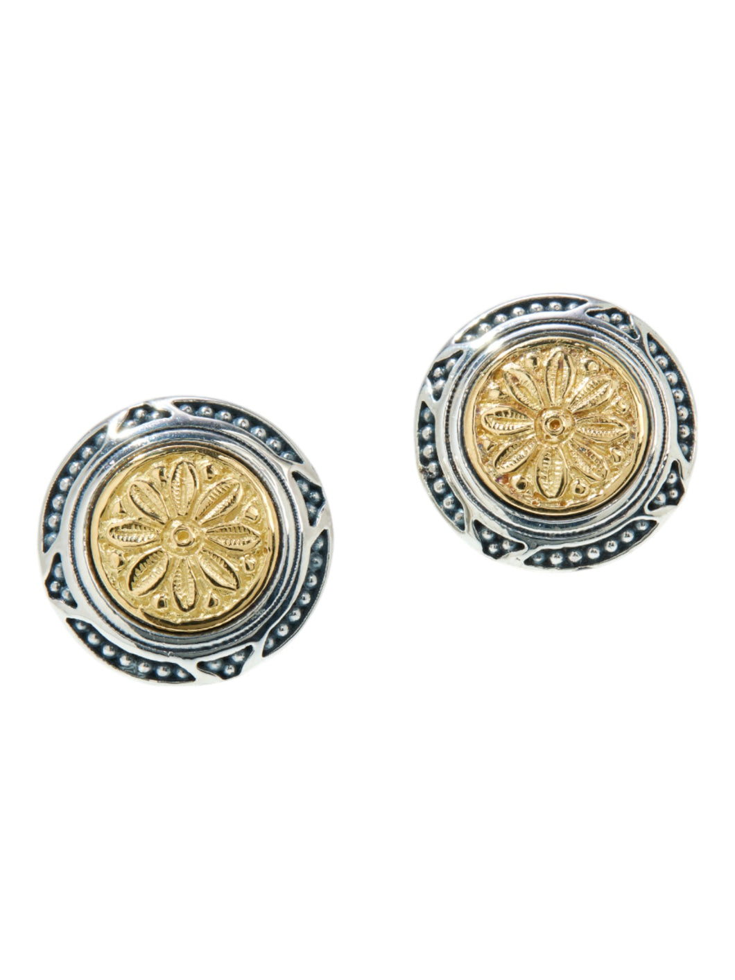 Konstantino Dome Sterling Silver and 18k Gold Earrings SKKJ709-130 MSRP $670