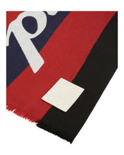 Load image into Gallery viewer, Bally 6302880 Wool Jacquard Scarf In Red &amp; Navy MSRP $325
