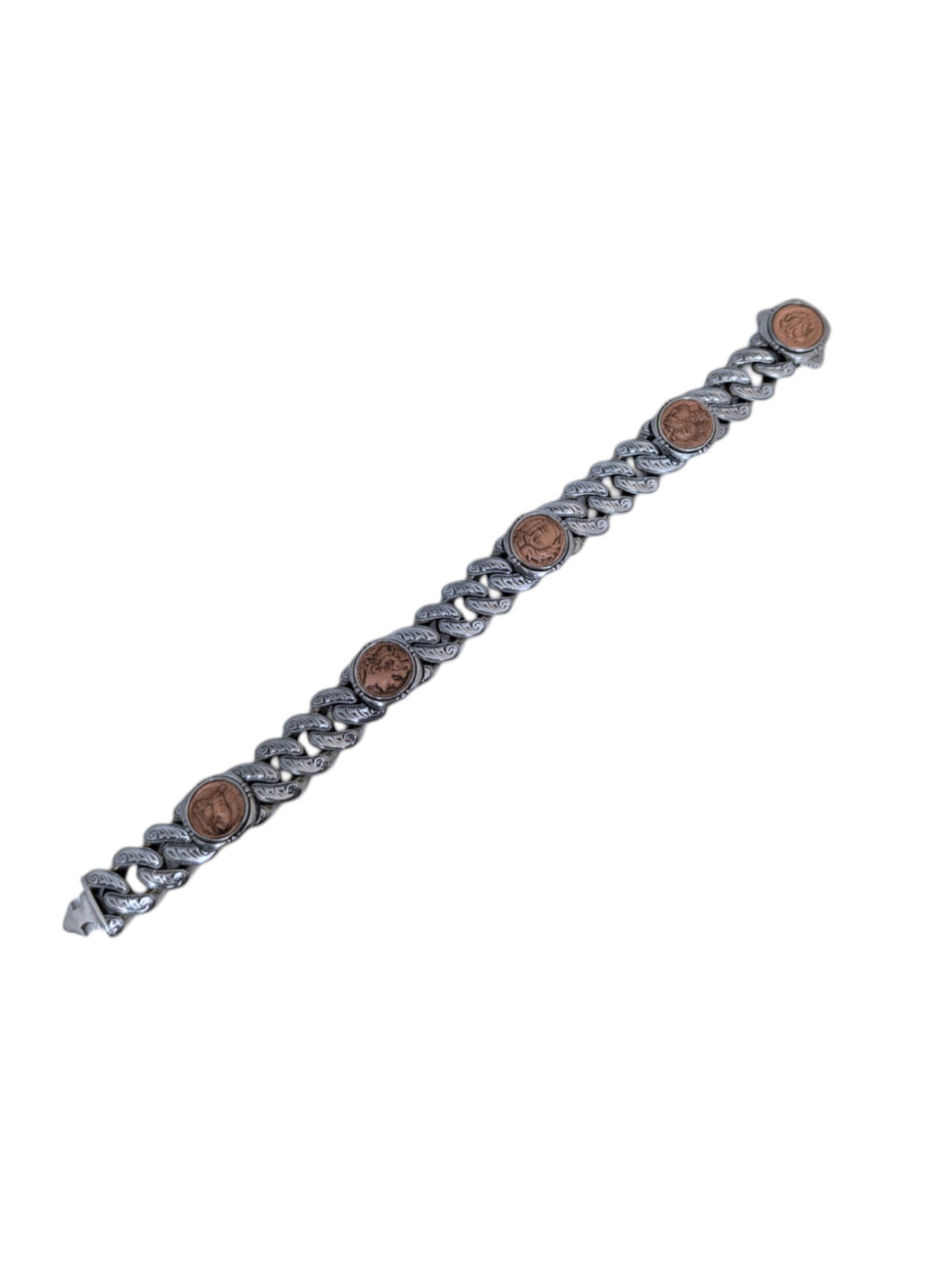 Konstantino Sterling Silver & Copper Coin Bracelet BMK4362-373 MSRP $1725