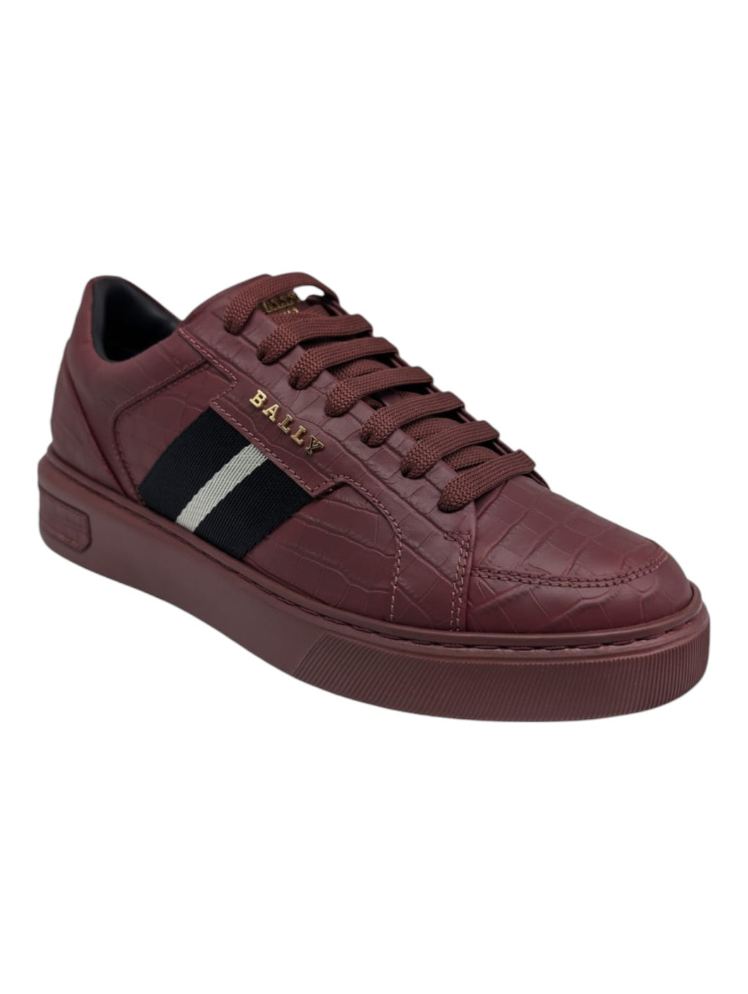 Bally Marell 6300464 Men's Heritage Red Embossed Leather Sneakers MSRP $550