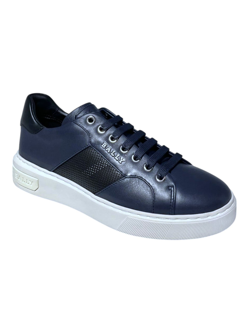 Bally Myko 6300459 Men's Midnight/Black Calf Plain Leather Sneakers MSRP $650